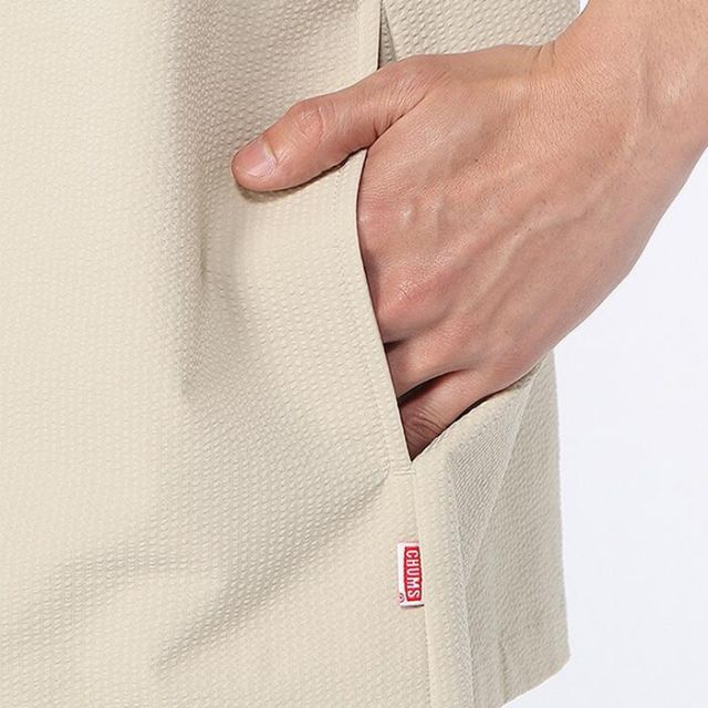 チャムス シアチャッカーストレッチシャツ CH02-1261 半袖シャツ メンズ レディース UVカット ドライ ストレッチ アウトドア カジュアル Seersucker Stretch S/S Shirt (260305)(メール便)