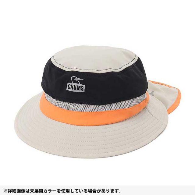 チャムス キッズ 帽子 ハット 男の子 女の子 Chums CH25-1062 Kid's Work Out Sunshade Hat キッズワークアウトサンシェードハット UVカット 日よけ ブラック グレー 春夏 メール便 (240331)