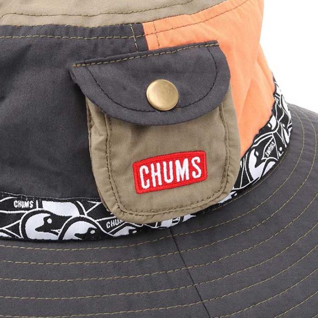 チャムス キッズ 帽子 フェスハット 女の子 男の子 Chums CH25-1063 Kid's Fes Hat ブラック ベージュ カーキ あごひも 紫外線対策 アドベンチャーハット 通園 通学 アウトドア 外遊び 春夏 (240331)