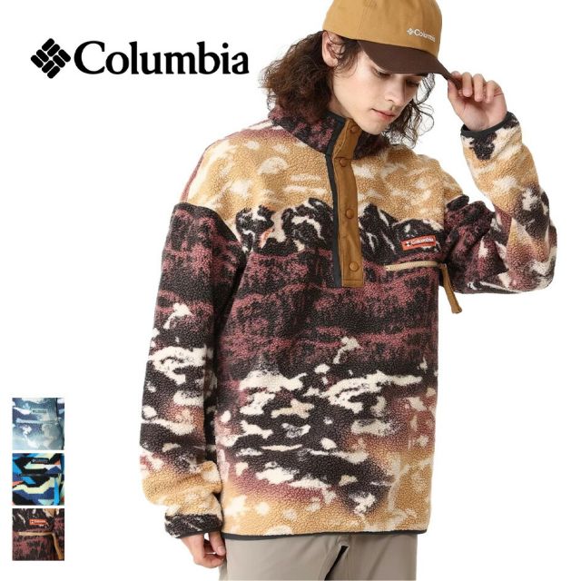 コロンビア COLUMBIA AM4498 ヘルヴェティアII プリントハーフスナップフリース ヘルヴェティアII プリントハーフスナップフリース AM4498 メンズ レディース ユニセックス フリース レトロ オリジナル柄 パイルフリース ハーフスナップ インターナショナルサイズ (250828)