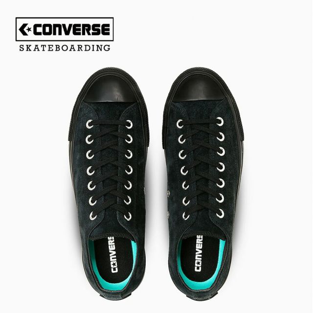 コンバース CONVERSE 33701900 ALL STAR OX オールスター スケート仕様 ローカット スエード ブラックモノクローム メンズ レディース ユニセックス スケートボード カップインソール搭載 REACT SK スペアシューレース付属 (20250818)
