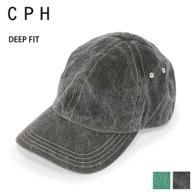 シーピーエイチ ヘッドウェア ディープ6パネルキャップ ピグメントブラック CPH DEEP 6 PANEL CAP PIGMENT BLACK キャップ メンズ レディース 帽子 深め コットン 日本製 フェード加工 サイズ調整 ストリート カジュアル 07-63  BLK Q メール便 (260319)
