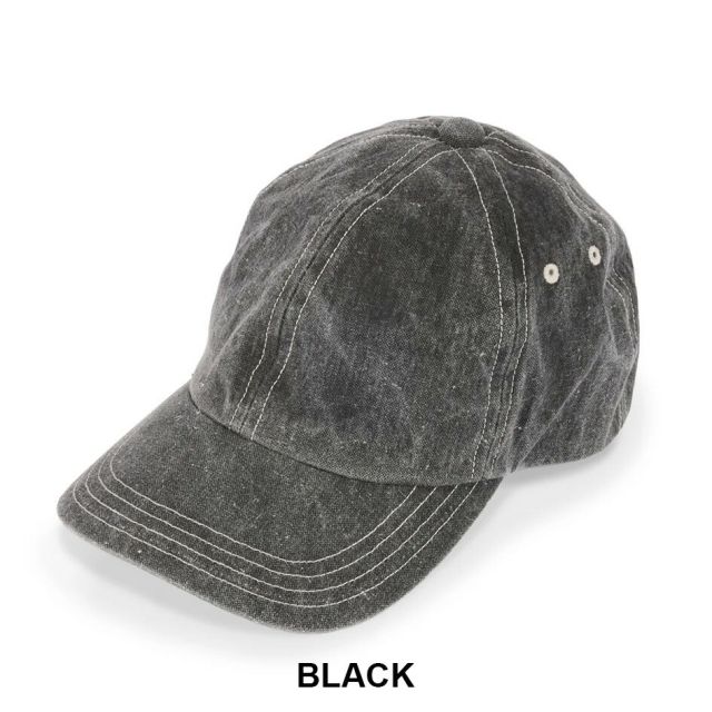 シーピーエイチ ヘッドウェア ディープ6パネルキャップ ピグメントブラック CPH DEEP 6 PANEL CAP PIGMENT BLACK キャップ メンズ レディース 帽子 深め コットン 日本製 フェード加工 サイズ調整 ストリート カジュアル 07-63  BLK Q メール便 (260319)