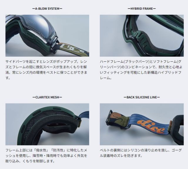 dice BK45194 / BK55194 (C-MIT LGR/GD) BANK ダイス ゴーグル バンク 25-26モデル ヘルメット対応 全天候対応 ビッグフレーム くもり止め スキー スノボ スノーボード 日本製 (241011)