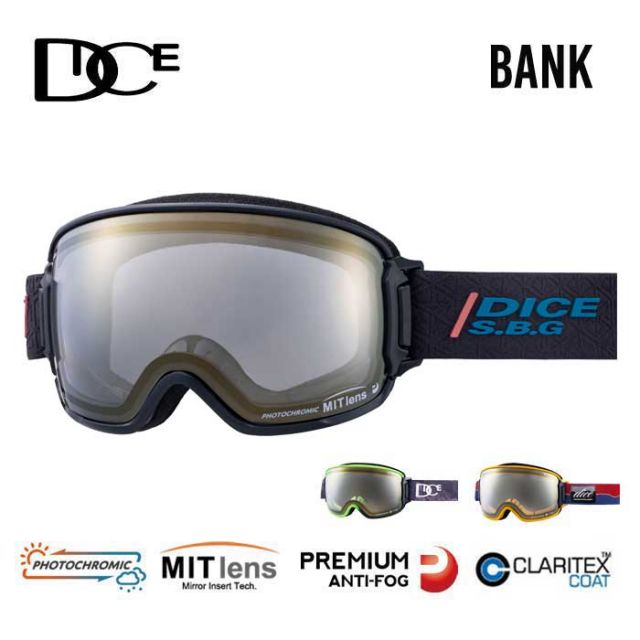 dice BK45194 / BK55194 (C-MIT LGR/GD) BANK ダイス ゴーグル バンク 25-26モデル ヘルメット対応 全天候対応 ビッグフレーム くもり止め スキー スノボ スノーボード 日本製 (241011)