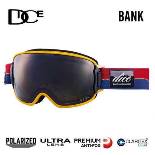ダイス ゴーグル スノーボード  スノボ dice BK44362 (P-UL LPU/BK) BANK スキー 偏光レンズ 撥水加工 A-BLOW換気システム 曇り防止 ハイブリッドフレーム メンズ レディース 日本製 (241011)