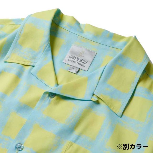 グラミチシャツ 半袖 gramicci G5SM-J043 CHECKERD RAYON SHIRT チェックレーヨンシャツ チェックシャツ オープンカラーシャツ サマーシャツ メンズシャツ レギュラーフィット コットンレーヨン メール便 (250328)
