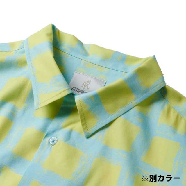 グラミチシャツ 半袖 gramicci G5SM-J043 CHECKERD RAYON SHIRT チェックレーヨンシャツ チェックシャツ オープンカラーシャツ サマーシャツ メンズシャツ レギュラーフィット コットンレーヨン メール便 (250328)