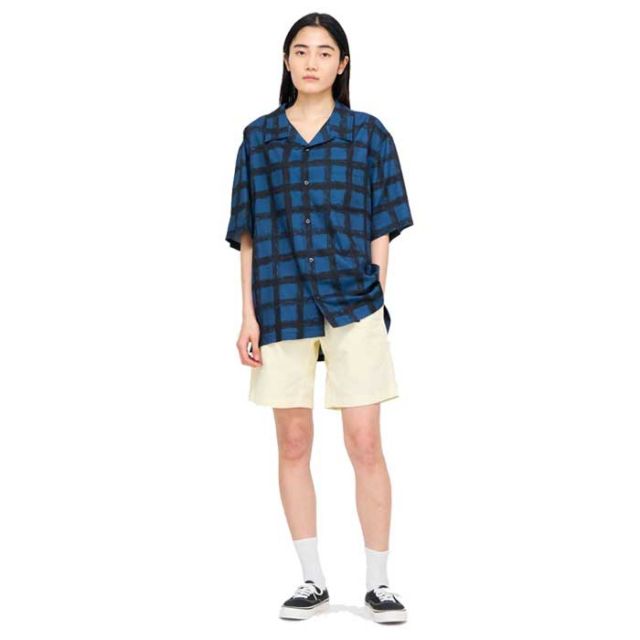 グラミチシャツ 半袖 gramicci G5SM-J043 CHECKERD RAYON SHIRT チェックレーヨンシャツ チェックシャツ オープンカラーシャツ サマーシャツ メンズシャツ レギュラーフィット コットンレーヨン メール便 (250328)