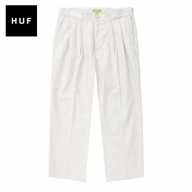 HUF ハフ タックパンツ [ PT80034 ] TWILL TACK PANT ツイルタックパンツ OFF WHITE スケボー ストリート 太め ホワイト メンズ [220815]