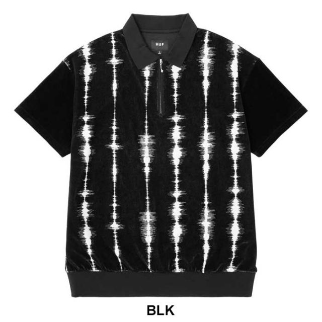HUF ハフ ポロシャツ (KN80079) SEISMOGRAM VELOUR POLO ベロア メンズ 半袖 [230413]