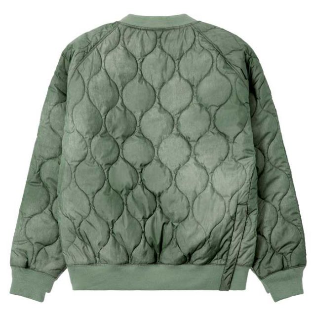 HUF ハフ アウター キルティングプルオーバー FL80070 FRESHIES QUITED CREW MOSS メンズ クルーネック ジャケット 中綿 (231218)