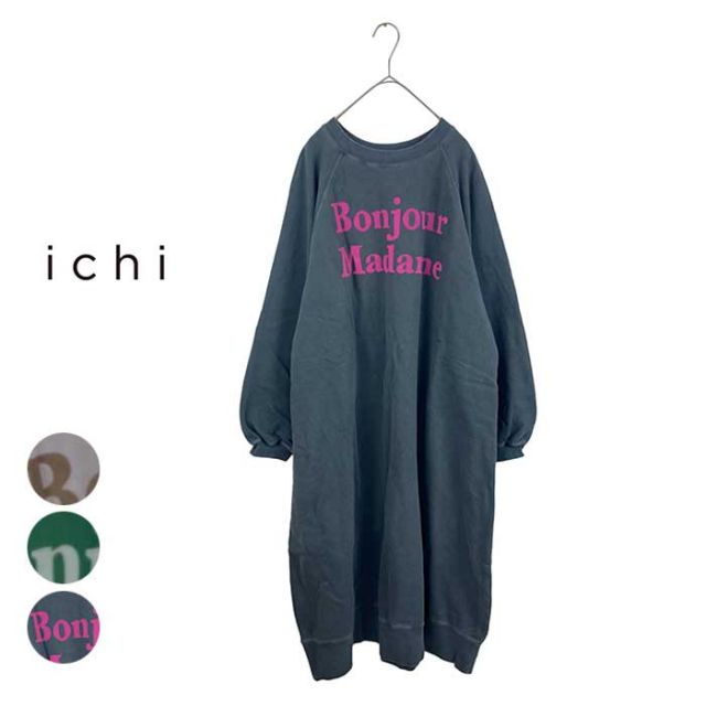 イチ ichi レディース ワンピース [ 220648 ] BONJOUR MADAME 裏毛 フロッキープリント カジュアル ナチュラル