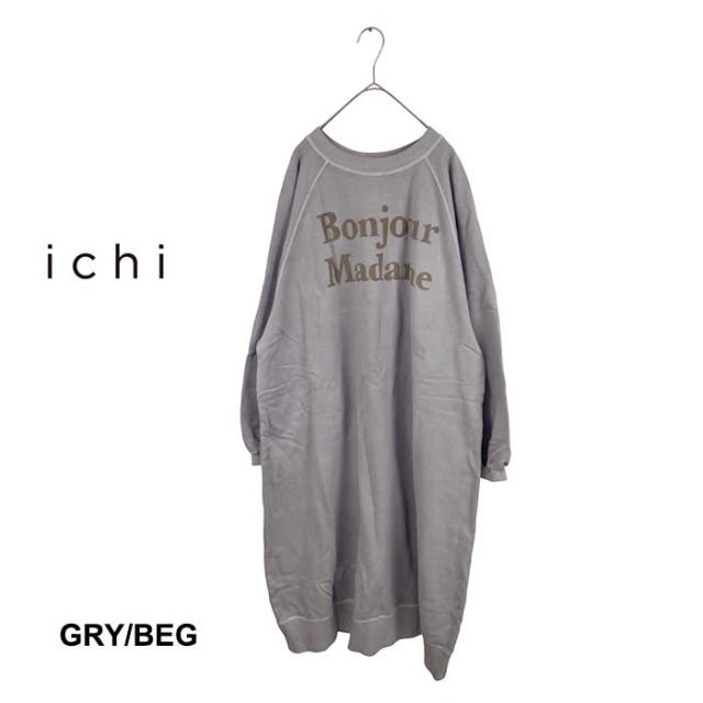 イチ ichi レディース ワンピース [ 220648 ] BONJOUR MADAME 裏毛 フロッキープリント カジュアル ナチュラル