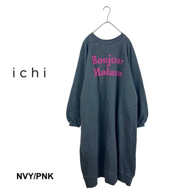 イチ ichi レディース ワンピース [ 220648 ] BONJOUR MADAME 裏毛 フロッキープリント カジュアル ナチュラル