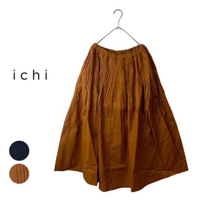 ichi イチ レディース スカート ( 221220 ) タックドレープSK 麻 コットン ナチュラル [230418]
