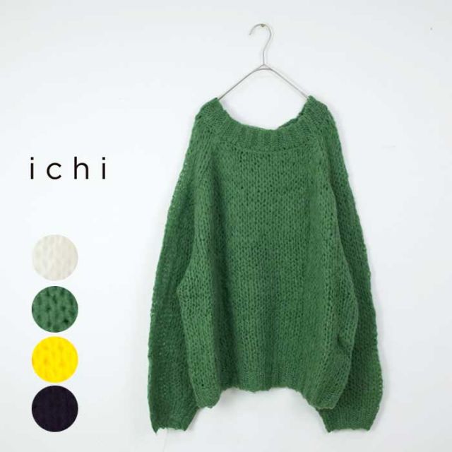 イチ レディース プルオーバー ニット ichi (230559) COLER LOOSE KNITING P/O ルーズ セーター ナチュラル [230930]