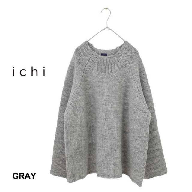 ichi イチ レディース スラブ プルオーバー 230655 ニット セーター 長袖 ナチュラル ウール (231102)