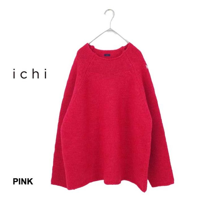 ichi イチ レディース スラブ プルオーバー 230655 ニット セーター 長袖 ナチュラル ウール (231102)