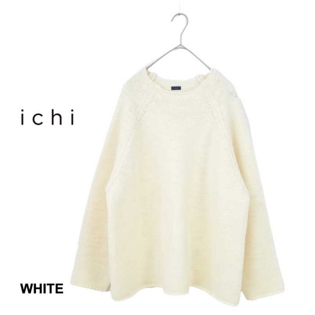 ichi イチ レディース スラブ プルオーバー 230655 ニット セーター 長袖 ナチュラル ウール (231102)