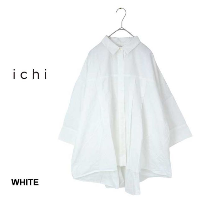 イチ レディース 長袖 七分袖 シャツ ブラウス ichi 231038 タイプライター SH  ワイドシャツ ナチュラル ゆったり フリーサイズ ウィメンズ トップス コットン (240218)