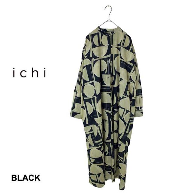 ICHI DEVEAUXコットンプリント 幾何学柄PT
