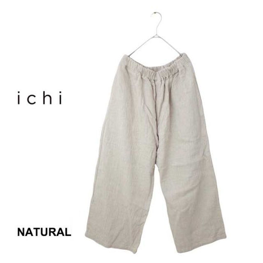 イチ ichi ネップツイルパンツ ワイド レディース リネン コットン ネイビー ベージュ 春夏 フリーサイズ 231128 (240317)