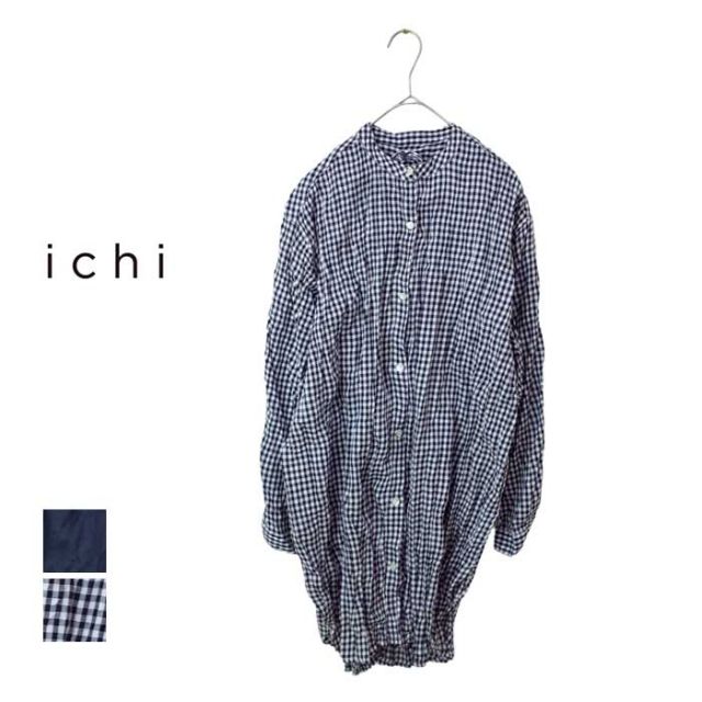 イチ レディース シャツ ICHI 231222 インド製コットン SH ギンガムチェック ブラック コットン フリーサイズ (240421)