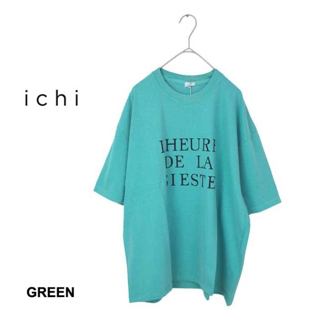 イチ tシャツ レディース ichi 240153 ピグメントダイプリント T 限定 グレー グリーン ホワイト コットン 春夏 フリーサイズ メール便 (240530)