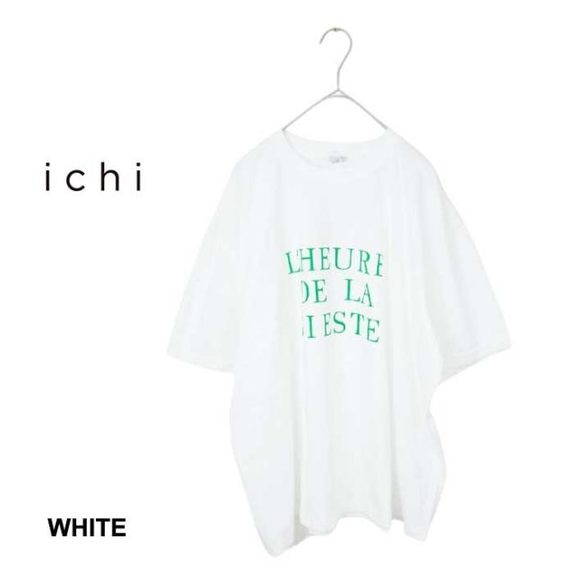 イチ tシャツ レディース ichi 240153 ピグメントダイプリント T 限定 グレー グリーン ホワイト コットン 春夏 フリーサイズ メール便 (240530)