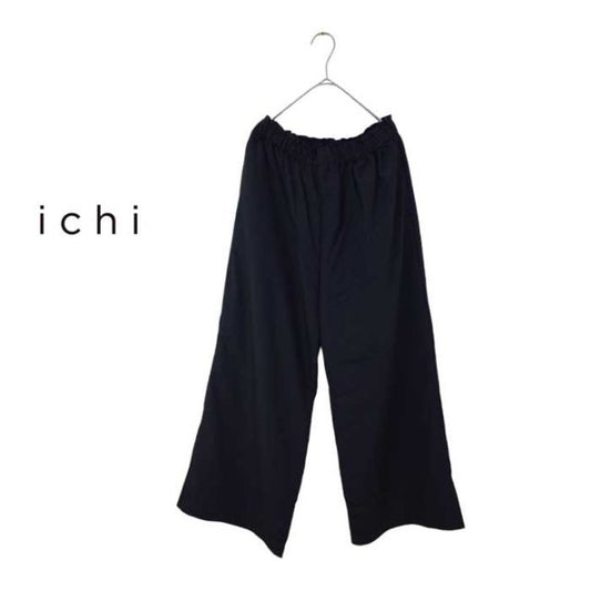 イチ レディース パンツ ichi 240433 ブロードパンツ イージーパンツ ポリエステル ブラック ゴム フリーサイズ ズボン ウエストゴム 楽ちん 大きいサイズ ゆったり ボトムス ロングパンツ (240522)