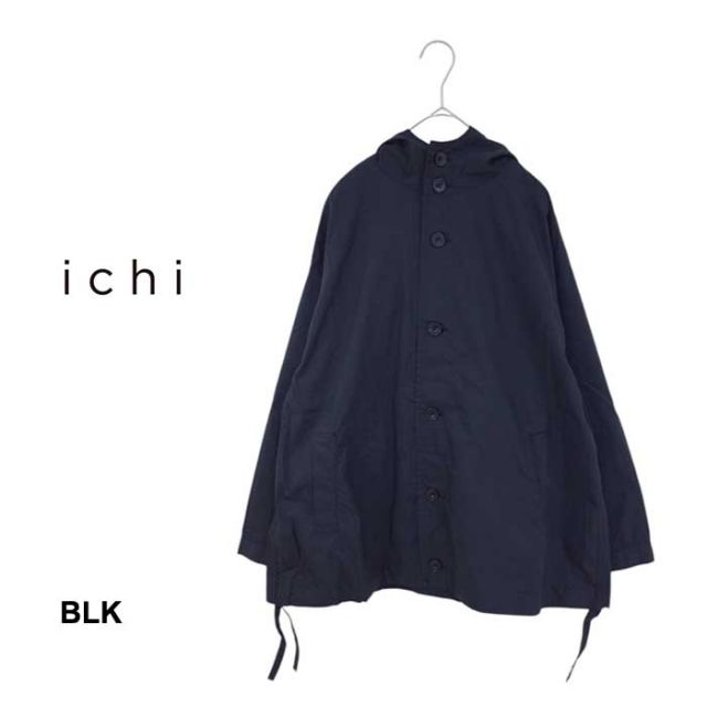 イチ ジャケット レディース ichi 240512 C/N ポプリン HOOD JACKET アウター ブラック ベージュ コットン フード フリーサイズ (241023)