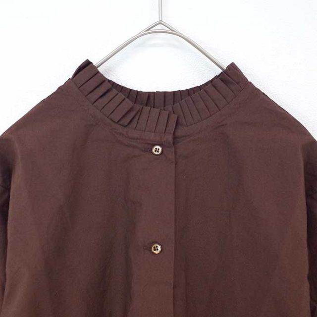 イチ シャツ レディース ichi 240603 50's タイプライター 2WAY LONG SHIRT コットン 無地 長袖 ブラウス フリーサイズ ブラウン ブラック ホワイト (241030)