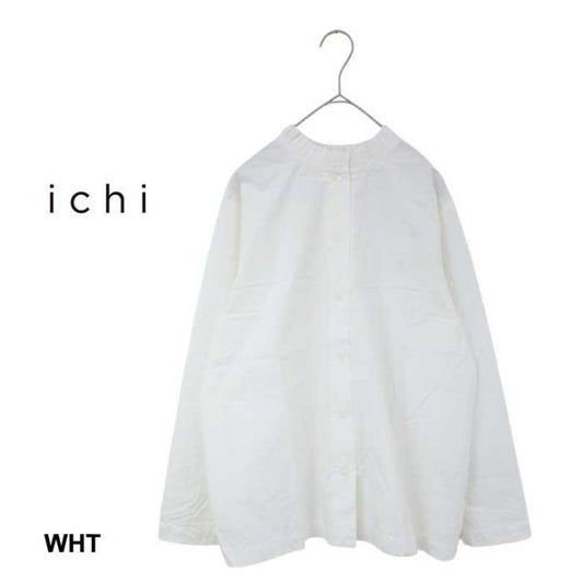 イチ シャツ レディース ichi 240603 50's タイプライター 2WAY LONG SHIRT コットン 無地 長袖 ブラウス フリーサイズ ブラウン ブラック ホワイト (241030)