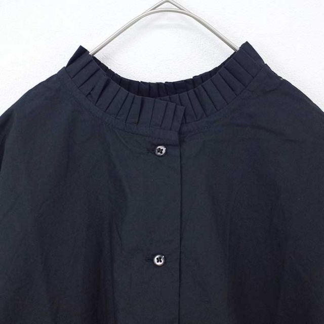 イチ シャツ レディース ichi 240603 50's タイプライター 2WAY LONG SHIRT コットン 無地 長袖 ブラウス フリーサイズ ブラウン ブラック ホワイト (241030)