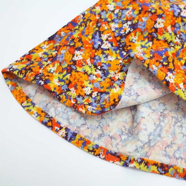 イチ シャツ レディース ichi 240716 HOKKOH LIBERTY SHIRT コットン　花柄 長袖 コーデュロイ ブルー オレンジ フリーサイズ (241129)