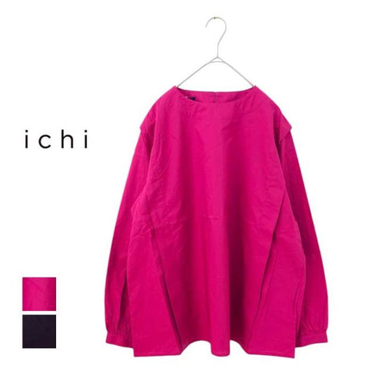 イチ ichi レディース プルオーバー ブラウス 240729 PULLOVER コットン ピンク ブラック フリーサイズ  キレイめ Aライン トップス (241218)