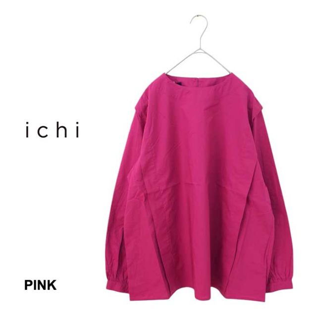 イチ ichi レディース プルオーバー ブラウス 240729 PULLOVER コットン ピンク ブラック フリーサイズ  キレイめ Aライン トップス (241218)