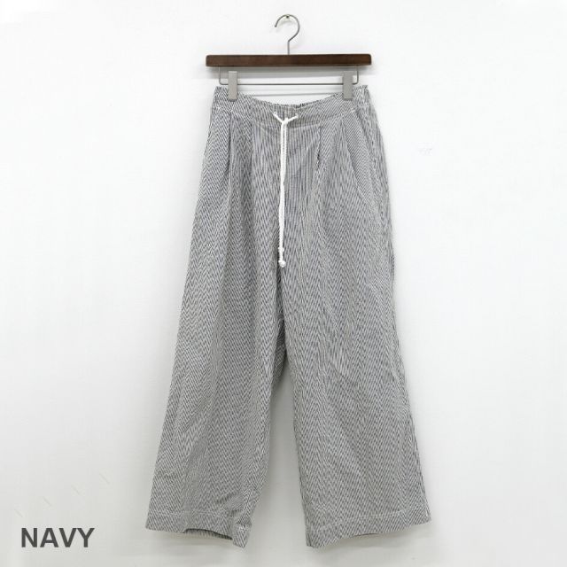 イチ パンツ ワイドパンツ レディース ichi 241228 ヒッコリー PANTS ロングパンツ 長ズボン ストライプパンツ コットン 春夏 ナチュラルファッション リラックス ナチュラル 体型カバー ゆったり かわいい レビュー 人気(250427)