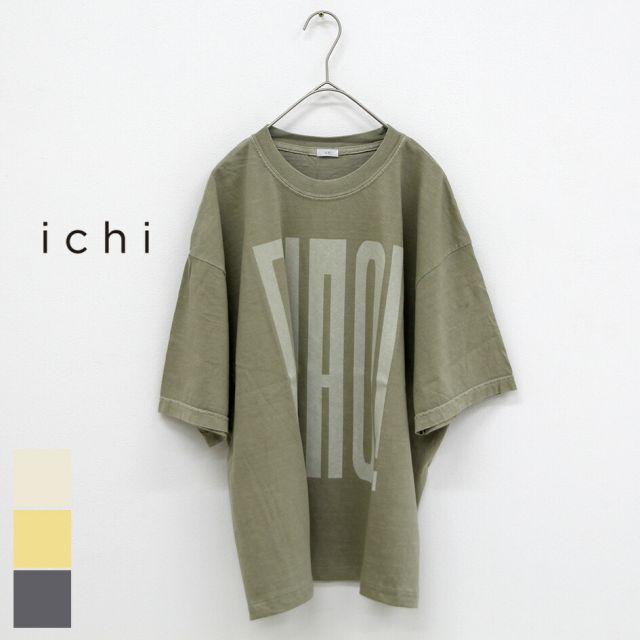 イチ 半袖 Tシャツ レディース ICHI 241254 ピグメント T-SHIRT ichi tシャツ ゆったり ヴィンテージ カジュアル 大人 おしゃれ 夏 ロゴプリント ciao 体型カバー かわいい(250509)