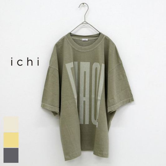 イチ 半袖 Tシャツ レディース ICHI 241254 ピグメント T-SHIRT ichi tシャツ ゆったり ヴィンテージ カジュアル 大人 おしゃれ 夏 ロゴプリント ciao 体型カバー かわいい(250509)