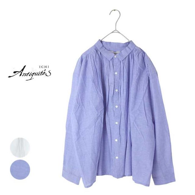 イチアンティークス レディース シャツ ブラウス ichi Antiquites 900937 KHADI COTTON SH コットン 長袖 カディ 春 インド フリー (240218)