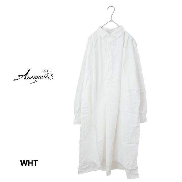 イチアンティークス レディース シャツ ICHI Antiquites 901126 東炊き コットン ロング丈 花柄 AZUMADAKI COTTON P/O (240421)