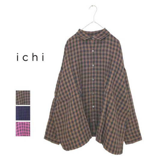イチアンティークス ichi antiquites 1000323 LINEN GINGHAM CHECK SH ギンガムチェックシャツ 春秋 (240910)