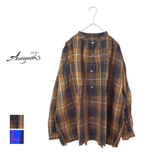 ICHIANTIQUITES LINEN TARTAN SHIRT