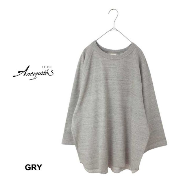 イチアンティークス ICHI ANTIQUITES プルオーバー レディース 長袖 1000955 UNDYED WAFFLE PULLOVER ワッフル ナチュラル グレー フリーサイズ (250121)