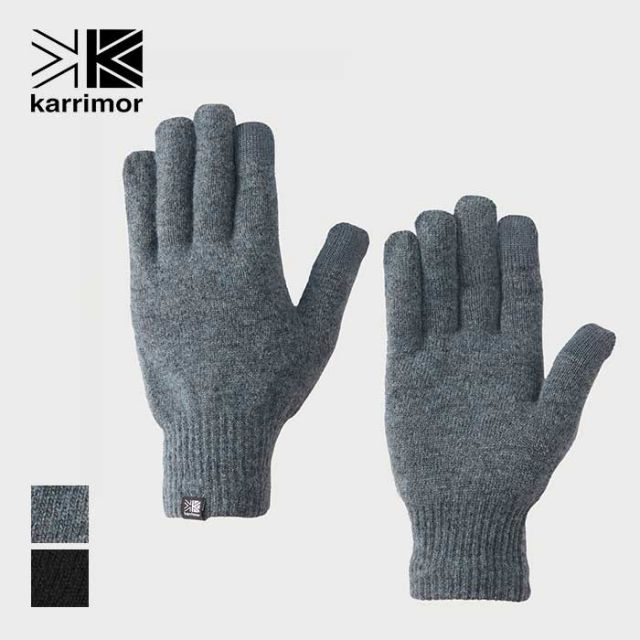 カリマー グローブ 手袋 ウールグローブ KARRIMOR 200162 wool glove メンズ レディース ユニセックス インナーグローブ スマホ対応 タッチパネル対応 インディゴ ブラック (240908)