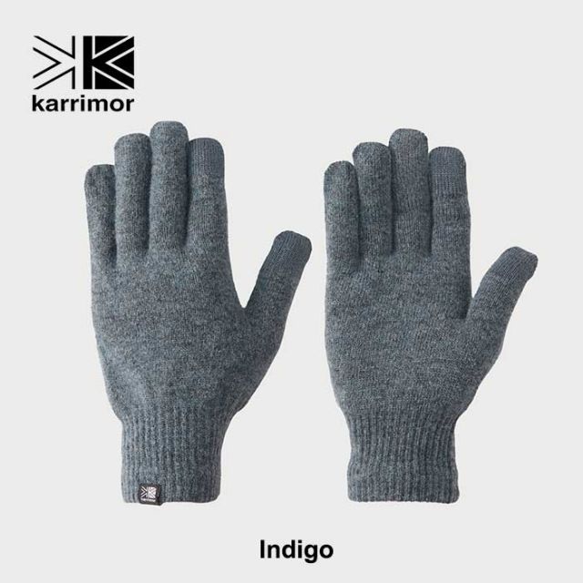 カリマー グローブ 手袋 ウールグローブ KARRIMOR 200162 wool glove メンズ レディース ユニセックス インナーグローブ スマホ対応 タッチパネル対応 インディゴ ブラック (240908)