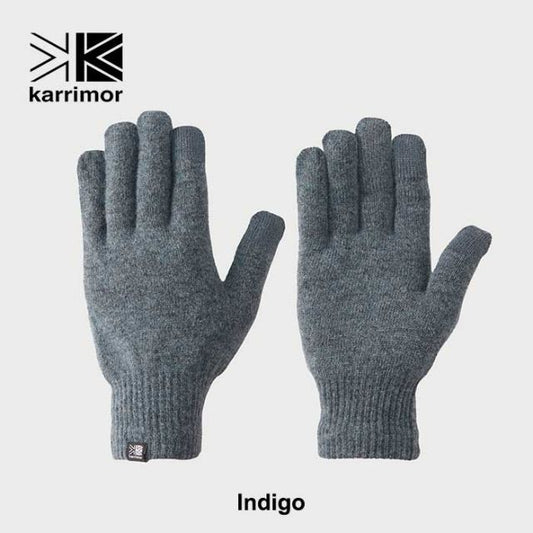 カリマー グローブ 手袋 ウールグローブ KARRIMOR 200162 wool glove メンズ レディース ユニセックス インナーグローブ スマホ対応 タッチパネル対応 インディゴ ブラック (240908)