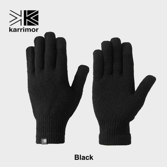 カリマー グローブ 手袋 ウールグローブ KARRIMOR 200162 wool glove メンズ レディース ユニセックス インナーグローブ スマホ対応 タッチパネル対応 インディゴ ブラック (240908)